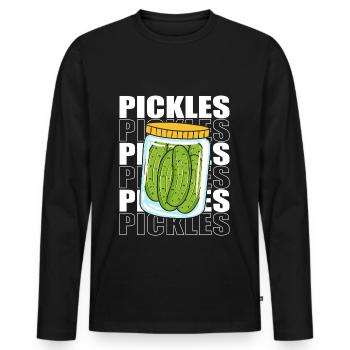 Concombre Cornichon de concombre - T-shirt manches longues Premium bio Homme - noir - Devant - Nico (187cm)