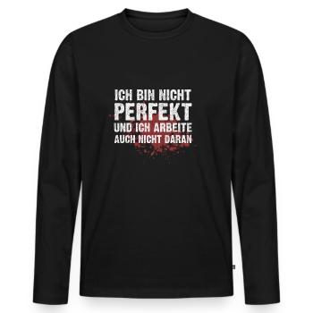 Ich bin nicht perfekt - Männer Premium Bio Langarmshirt - Schwarz - Vorne - Nico (187cm)