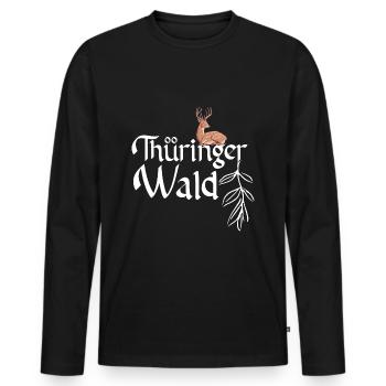 Thüringer Wald Thüringen Heimat Erfurt Wandern - Männer Premium Bio Langarmshirt - Schwarz - Vorne - Nico (187cm)