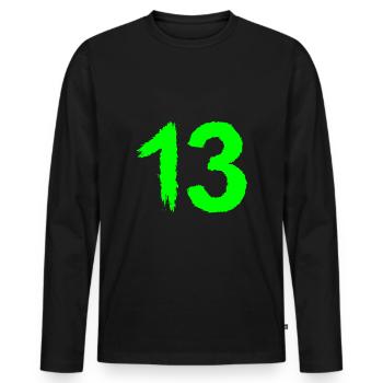 Zahl 13 Lieblingszahl Bürste - Männer Premium Bio Langarmshirt - Schwarz - Vorne - Nico (187cm)