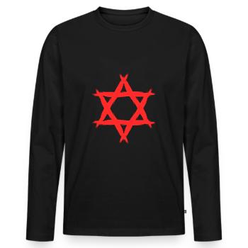 Etoile de David religion rouge - T-shirt manches longues Premium bio Homme - noir - Devant - Nico (187cm)