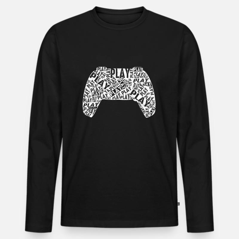 Play Game - Männer Premium Bio Langarmshirt - Schwarz