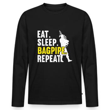 Bagpipe Bagpiper Bagpipes - Men's Premium Organic Long Sleeve Shirt - black - Front - Nico (187cm)