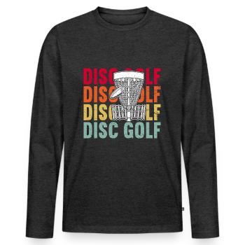 Disc Golf - T-shirt manches longues Premium bio Homme - anthracite chiné - Devant - Nico (187cm)