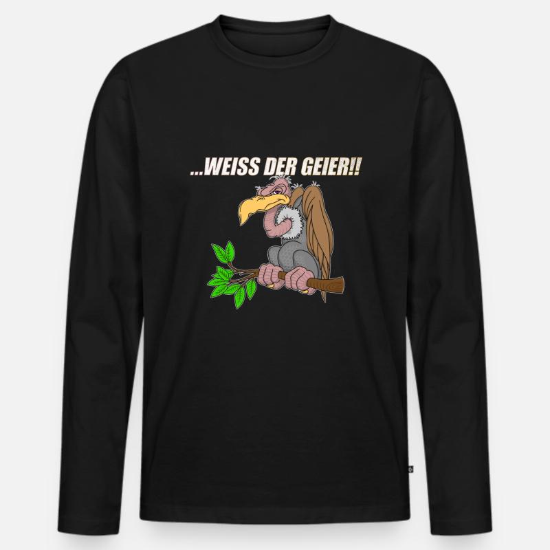 Weiss der Geier - Männer Premium Bio Langarmshirt - Schwarz