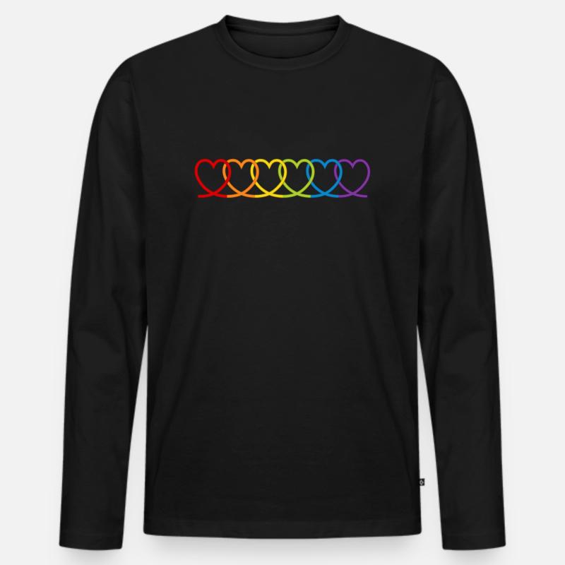 Regenbogen Herzen - Männer Premium Bio Langarmshirt - Schwarz