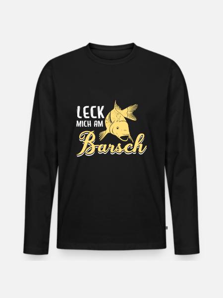 Leck mich am Barsch - Männer Premium Bio Langarmshirt - Schwarz