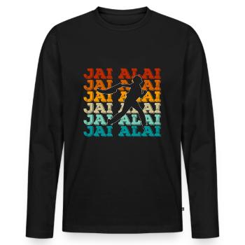 Jai Alai - Men's Premium Organic Long Sleeve Shirt - black - Front - Nico (187cm)