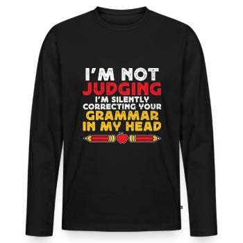 Professeur de langues étrangères École Professeurs de langues - T-shirt manches longues Premium bio Homme - noir - Devant - Nico (187cm)