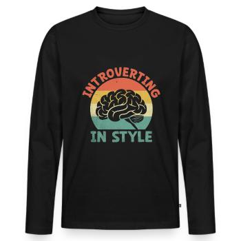 Introverting In Style Sayings For Introverts - Men's Premium Organic Long Sleeve Shirt - black - Front - Nico (187cm)