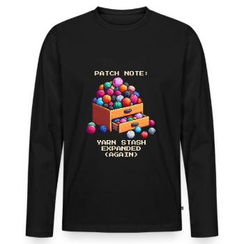 Wollvorrat erweitert | Häkeln Handarbeit Garn DIY - Männer Premium Bio Langarmshirt - Schwarz - Vorne - Nico (187cm)