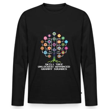 Skill Tree: Granny Squares | Häkeln - Männer Premium Bio Langarmshirt - Schwarz - Vorne - Nico (187cm)