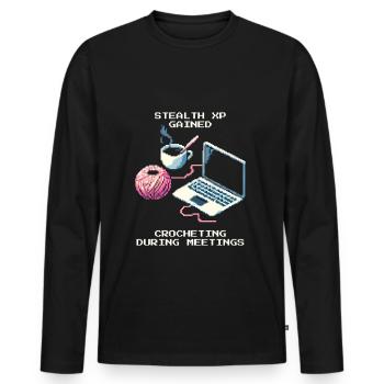 Crochet furtif en réunion | Fil fait à la main - T-shirt manches longues Premium bio Homme - noir - Devant - Nico (187cm)