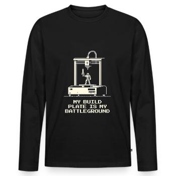 Print Bed = | 3D Printing Calibration - Men's Premium Organic Long Sleeve Shirt - black - Front - Nico (187cm)