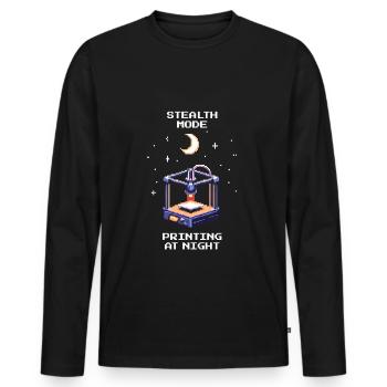 Stealth Mode: Night Printing | 3D Printing Print Bed - Men's Premium Organic Long Sleeve Shirt - black - Front - Nico (187cm)