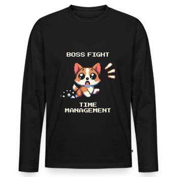 ADHS vs. Zeitmanagement | Fokus & Konzentration - Männer Premium Bio Langarmshirt - Schwarz - Vorne - Nico (187cm)