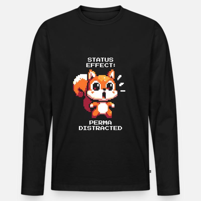 Ablenkungsstatus: Dauerhaft | ADHS Reizchaos - Männer Premium Bio Langarmshirt - Schwarz