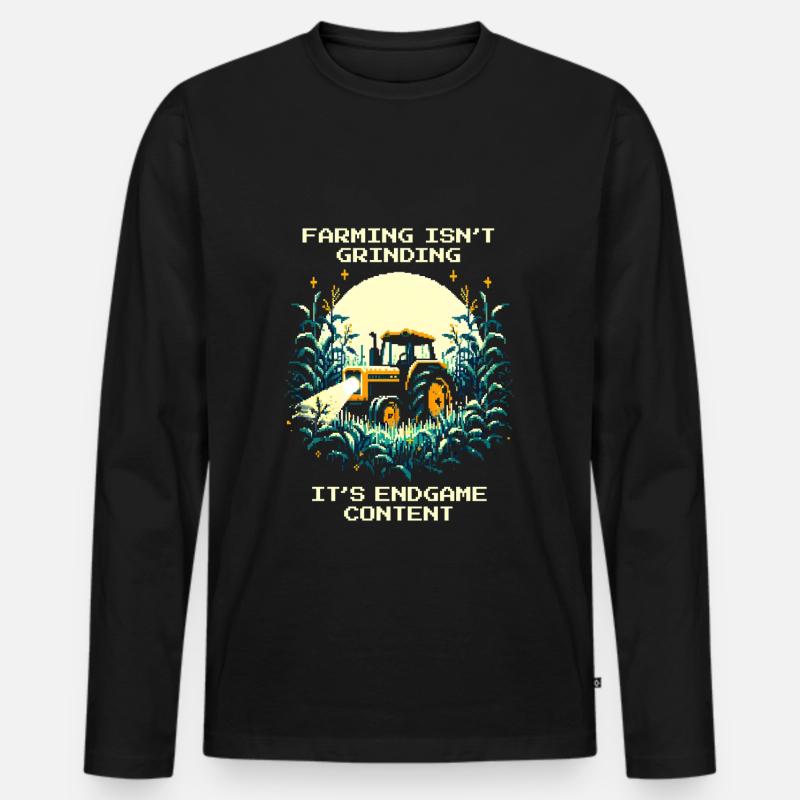 Landwirtschaft = Endgame | Kein Tutorial-Modus - Männer Premium Bio Langarmshirt - Schwarz