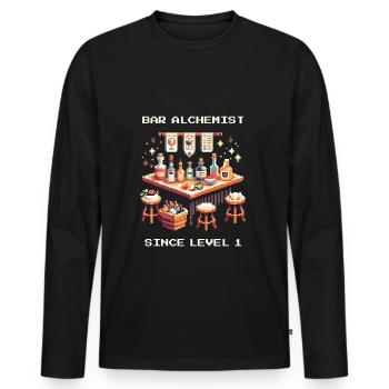 Bar Alchemist | Mixology active since level 1 - Men's Premium Organic Long Sleeve Shirt - black - Front - Nico (187cm)