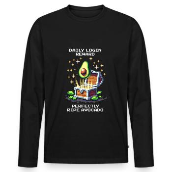 Login Bonus: Perfect Avocado | Daily Snack XP - Men's Premium Organic Long Sleeve Shirt - black - Front - Nico (187cm)