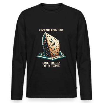 XP Grind : poignée par poignée | Bloc Pixel Art - T-shirt manches longues Premium bio Homme - noir - Devant - Nico (187cm)