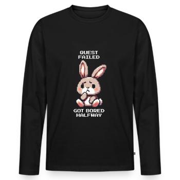 Aufgabe abgebrochen | ADHS Langeweile-Debuff - Männer Premium Bio Langarmshirt - Schwarz - Vorne - Nico (187cm)