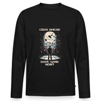 Crux en perspective | Bouldering Pixel Art Kneebar - T-shirt manches longues Premium bio Homme - noir - Devant - Nico (187cm)