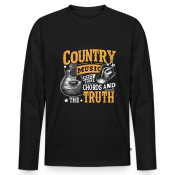 Country Music Just Three Chords And The Truth Song - Men's Premium Organic Long Sleeve Shirt - black - Front - Nico (187cm)