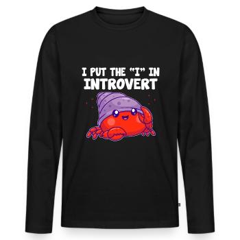 I Is For Introvert Sayings For Introverts - Men's Premium Organic Long Sleeve Shirt - black - Front - Nico (187cm)
