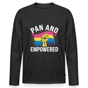 Pan et Empowered LGBTQIA Pride Month Pansexuality - T-shirt manches longues Premium bio Homme - anthracite chiné - Devant - Nico (187cm)