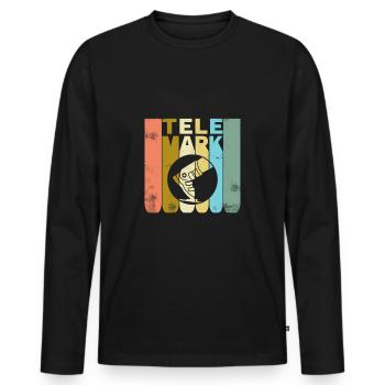 Télémark ski talon gratuit rétro vintage cadeau - T-shirt manches longues Premium bio Homme - noir - Devant - Nico (187cm)