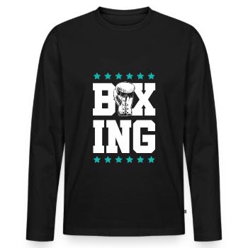 Gants de boxe boxe - T-shirt manches longues Premium bio Homme - noir - Devant - Nico (187cm)