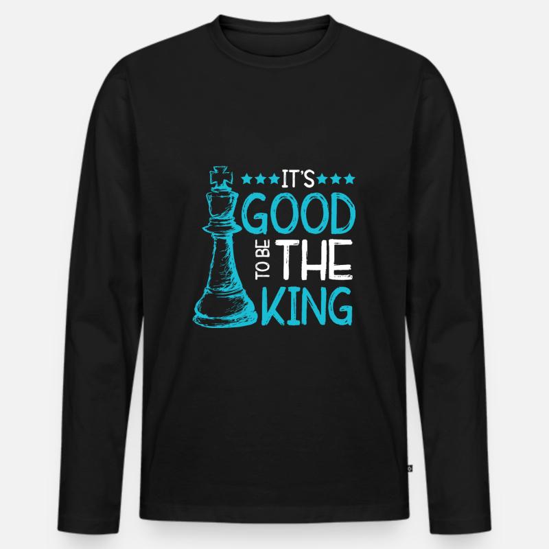Schach König Lustig - Männer Premium Bio Langarmshirt - Schwarz