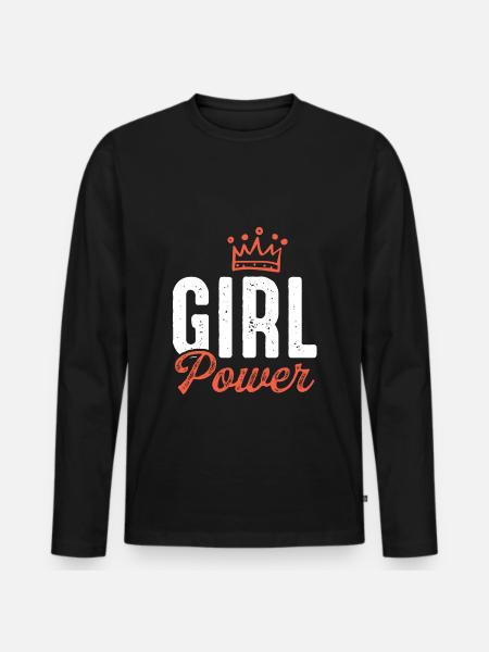 Mädchenpower Frauenpower - Männer Premium Bio Langarmshirt - Schwarz