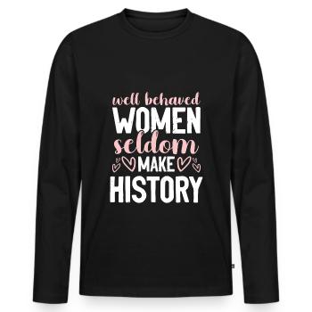 Féminisme disant - T-shirt manches longues Premium bio Homme - noir - Devant - Nico (187cm)