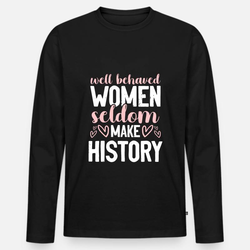 Feminismus Spruch - Männer Premium Bio Langarmshirt - Schwarz