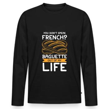 French baguette - Men's Premium Organic Long Sleeve Shirt - black - Front - Nico (187cm)