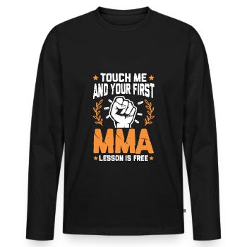 Mixed martial arts fist - Men's Premium Organic Long Sleeve Shirt - black - Front - Nico (187cm)