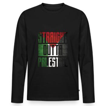 Drapeau palestinien de Palestina - T-shirt manches longues Premium bio Homme - noir - Devant - Nico (187cm)