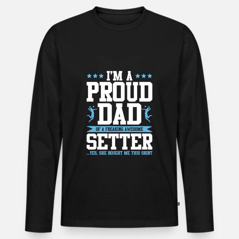 Volleyball papa - Männer Premium Bio Langarmshirt - Schwarz