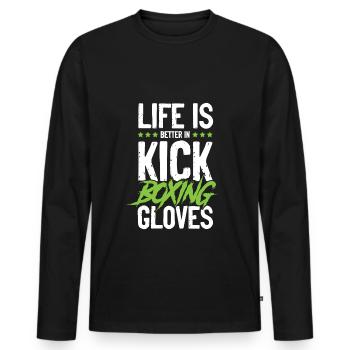 Gants de kickboxing - T-shirt manches longues Premium bio Homme - noir - Devant - Nico (187cm)
