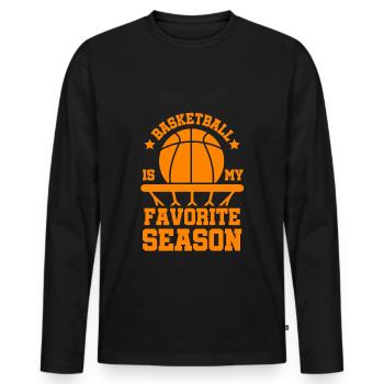 Saison de basketball - T-shirt manches longues Premium bio Homme - noir - Devant - Nico (187cm)
