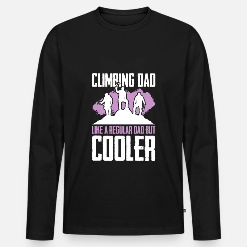 Climbing Dad Mountains - Männer Premium Bio Langarmshirt - Schwarz