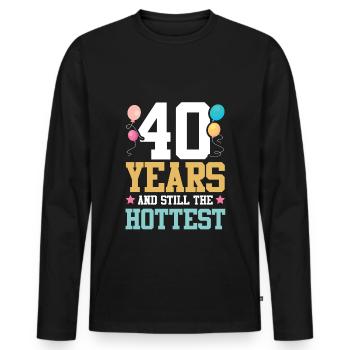 Anniversaire de 40 ans chaud - T-shirt manches longues Premium bio Homme - noir - Devant - Nico (187cm)