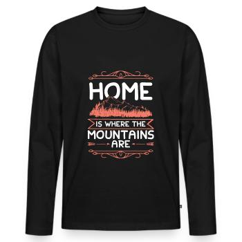 Mountain mountain - Men's Premium Organic Long Sleeve Shirt - black - Front - Nico (187cm)