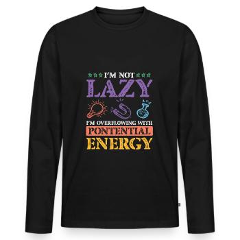 Science science énergie - T-shirt manches longues Premium bio Homme - noir - Devant - Nico (187cm)