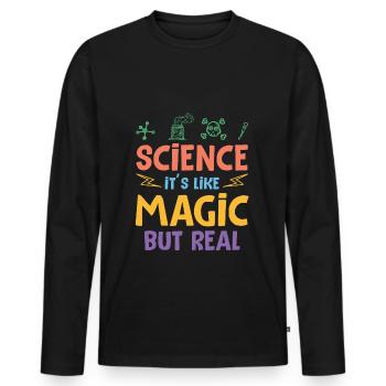 Science science magique - T-shirt manches longues Premium bio Homme - noir - Devant - Nico (187cm)