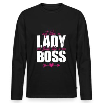 Frauenrechte Lady Boss Chefin - Männer Premium Bio Langarmshirt - Schwarz - Vorne - Nico (187cm)