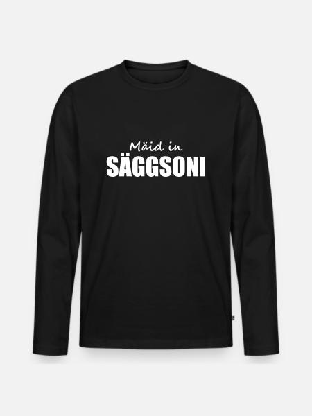 Sächsisch - Dialekt - Spruch - Männer Premium Bio Langarmshirt - Schwarz