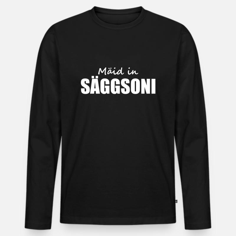 Sächsisch - Dialekt - Spruch - Männer Premium Bio Langarmshirt - Schwarz